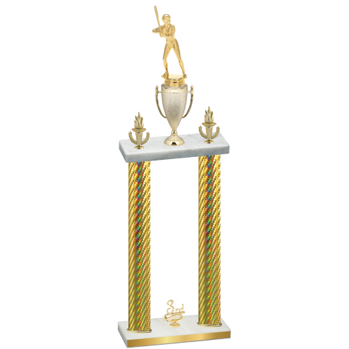 Double Gold Carbon Fiber Third Place Softball Trophy