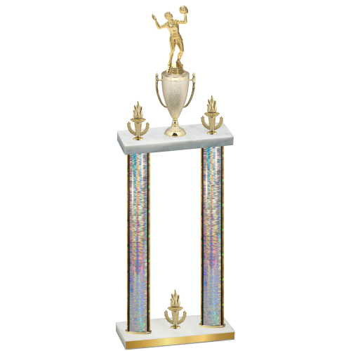Double Silver Glacier Victory Volleyball Trophy