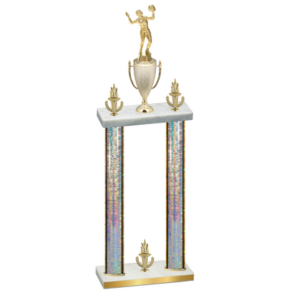 Double Silver Glacier Victory Volleyball Trophy