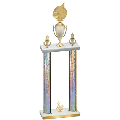 Double Silver Glacier Third Place Volleyball Trophy