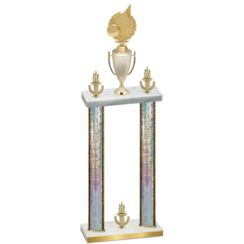 Double Silver Glacier Victory Volleyball Trophy