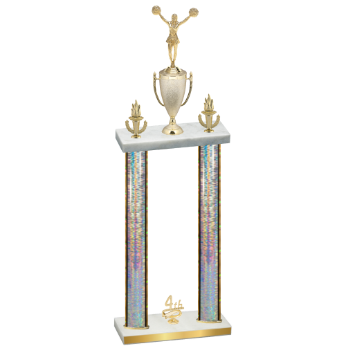 Double Silver Glacier Fourth Place Cheerleading Trophy