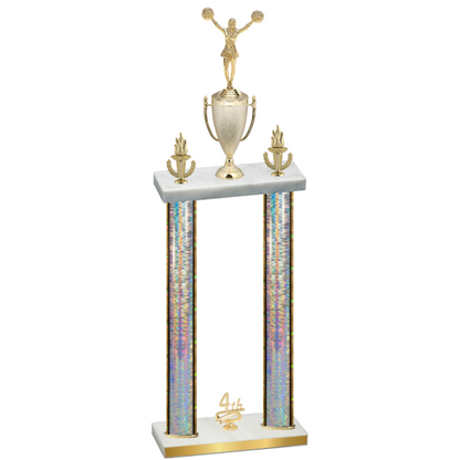 Double Silver Glacier Fourth Place Cheerleading Trophy