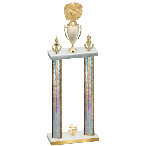 Double Silver Glacier Fourth Place Cheerleading Trophy