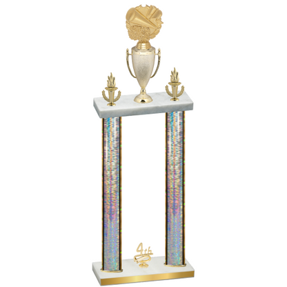 Double Silver Glacier Fourth Place Cheerleading Trophy