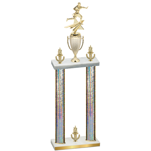 Double Silver Glacier Victory Flag Football Trophy