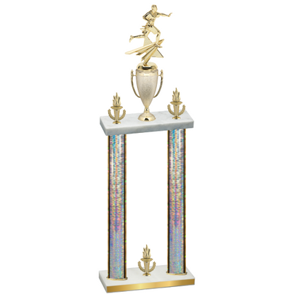Double Silver Glacier Victory Flag Football Trophy
