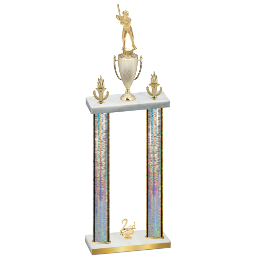 Double Silver Glacier Second Place Baseball Trophy