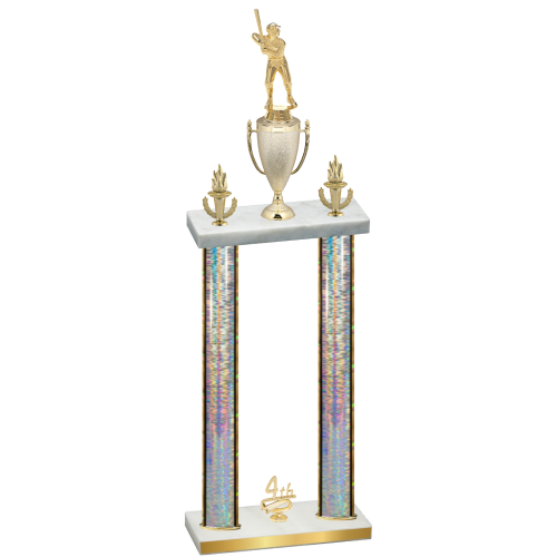 Double Silver Glacier Fourth Place Baseball Trophy