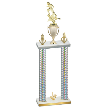 Double Silver Carbon Fiber First Place Football Trophy