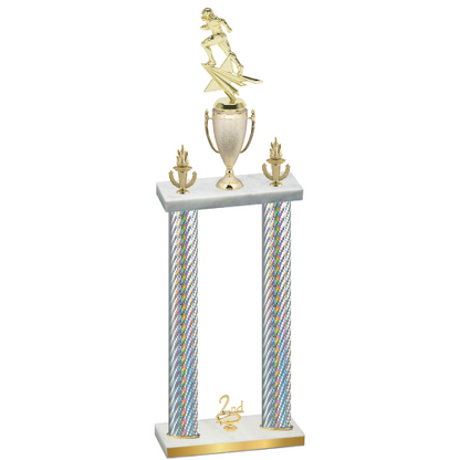 Double Silver Carbon Fiber Second Place Football Trophy