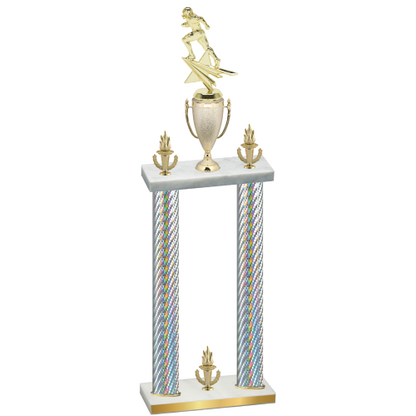 Double Silver Carbon Fiber Victory Football Trophy