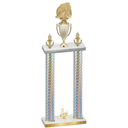 Double Silver Carbon Fiber Third Place Soccer Trophy