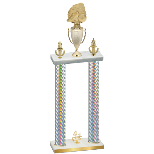 Double Silver Carbon Fiber Fourth Place Soccer Trophy