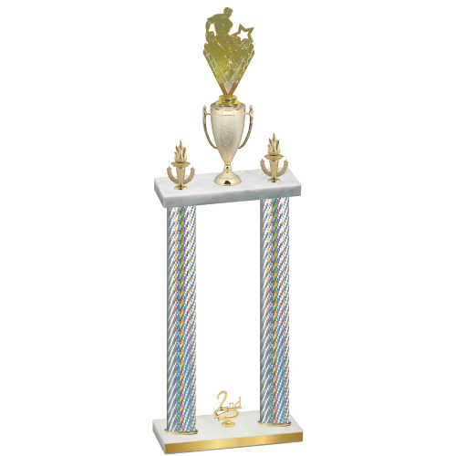 Double Silver Carbon Fiber Second Place Rugby Trophy