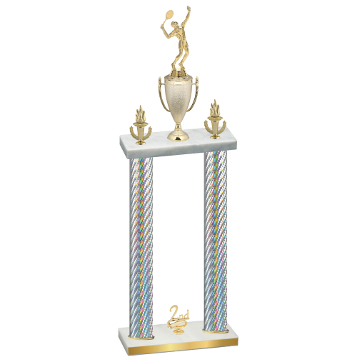 Double Silver Carbon Fiber Second Place Tennis Trophy
