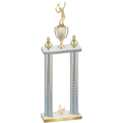 Double Silver Carbon Fiber Third Place Tennis Trophy