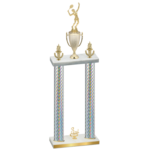 Double Silver Carbon Fiber Third Place Tennis Trophy
