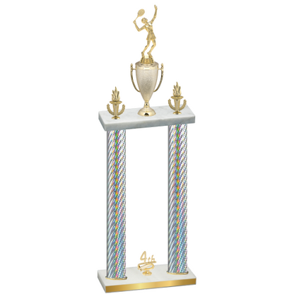 Double Silver Carbon Fiber Fourth Place Tennis Trophy