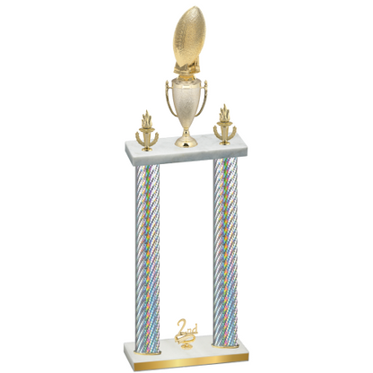 Double Silver Carbon Fiber Second Place Football Trophy