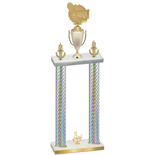 Double Silver Carbon Fiber Third Place Tennis Trophy