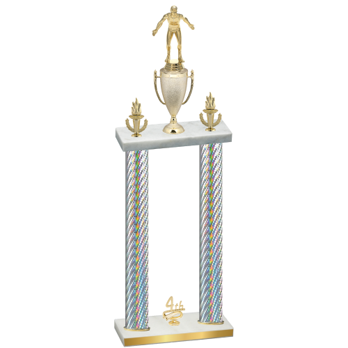 Double Silver Carbon Fiber Fourth Place Wrestling Trophy