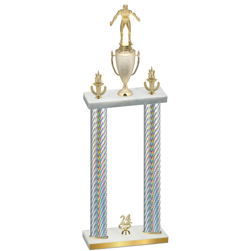 Double Silver Carbon Fiber Year Wrestling Trophy