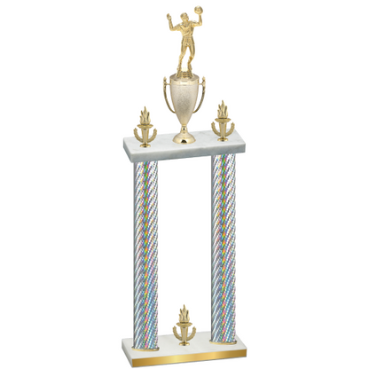 Double Silver Carbon Fiber Victory Volleyball Trophy