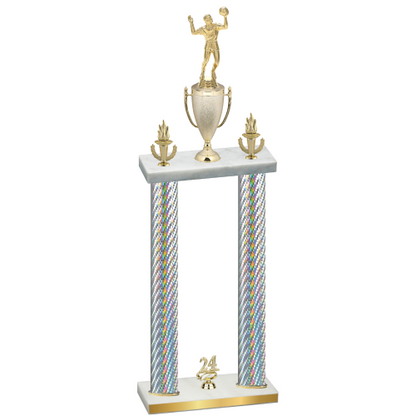 Double Silver Carbon Fiber Year Volleyball Trophy