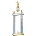 Double Silver Carbon Fiber First Place Volleyball Trophy