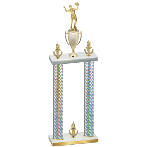 Double Silver Carbon Fiber Victory Volleyball Trophy