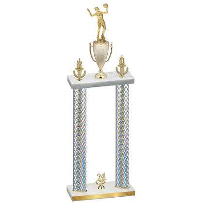 Double Silver Carbon Fiber Year Volleyball Trophy