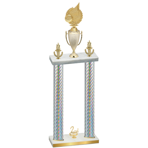 Double Silver Carbon Fiber Second Place Volleyball Trophy