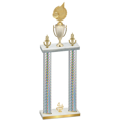 Double Silver Carbon Fiber Fourth Place Volleyball Trophy