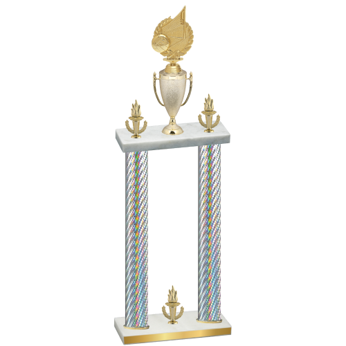 Double Silver Carbon Fiber Victory Volleyball Trophy