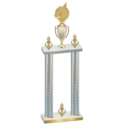 Double Silver Carbon Fiber Victory Volleyball Trophy