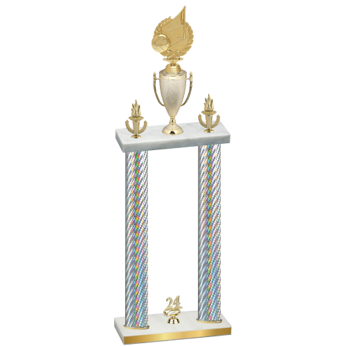 Double Silver Carbon Fiber Year Volleyball Trophy