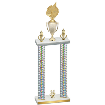 Double Silver Carbon Fiber Year Volleyball Trophy
