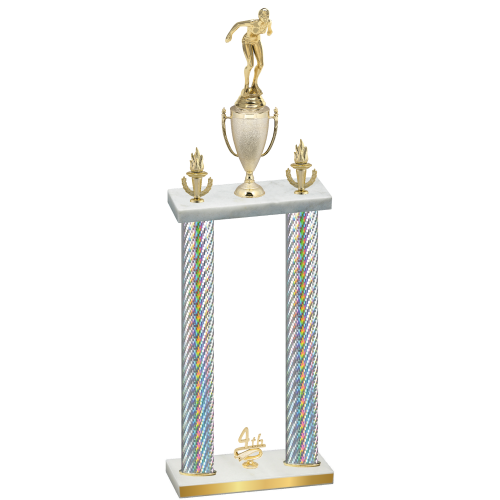 Double Silver Carbon Fiber Fourth Place Tennis Trophy