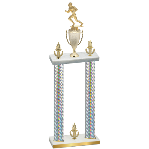 Double Silver Carbon Fiber Victory Football Trophy