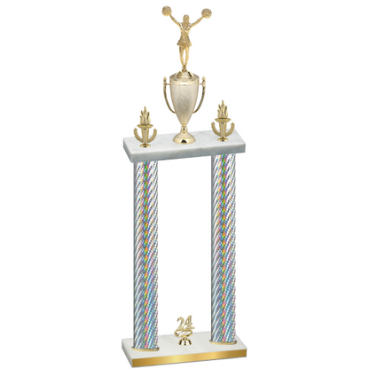 Double Silver Carbon Fiber Year Cheerleading Trophy