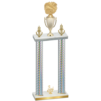 Double Silver Carbon Fiber Third Place Cheerleading Trophy