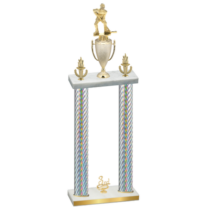 Double Silver Carbon Fiber Third Place Hockey Trophy