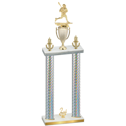Double Silver Carbon Fiber Second Place Lacrosse Trophy