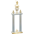 Double Silver Carbon Fiber Third Place Lacrosse Trophy