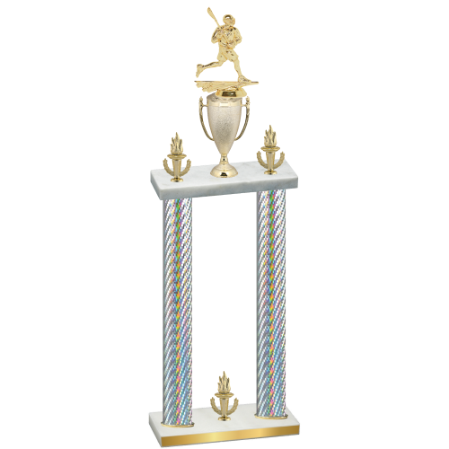 Double Silver Carbon Fiber Victory Lacrosse Trophy