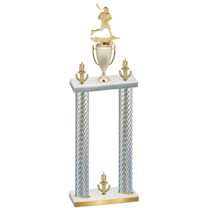 Double Silver Carbon Fiber Victory Lacrosse Trophy