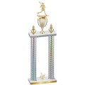 Double Silver Carbon Fiber Third Place Lacrosse Trophy