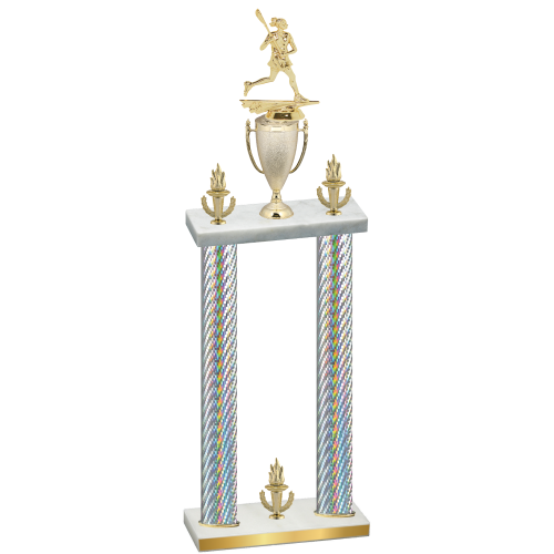 Double Silver Carbon Fiber Victory Lacrosse Trophy