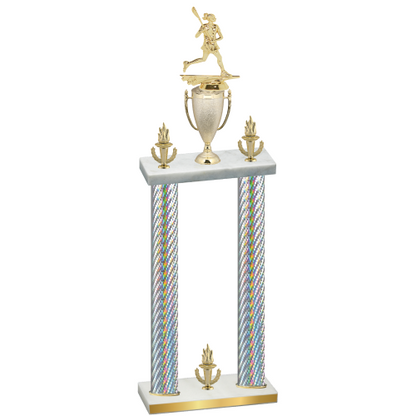 Double Silver Carbon Fiber Victory Lacrosse Trophy